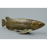 A BRASS FIGURE OF A CARP, length approximately 28cm