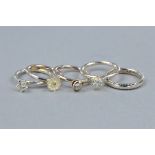 A SELECTION OF FIVE 925 SILVER STACKING RINGS, ring size I, approximate size 10.3 grams