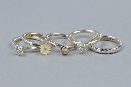 A SELECTION OF FIVE 925 SILVER STACKING RINGS, ring size I, approximate size 10.3 grams