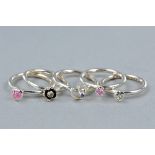 A SELECTION OF FIVE 925 SILVER STACKING RINGS, ring size I, approximate weight 9.1 grams