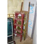 THREE VINTAGE WOODEN STEP LADDERS