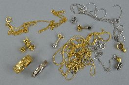 A MIXED BAG OF 18CT PART JEWELLERY, approximate weight 25 grams