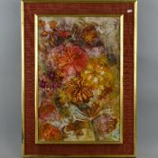 K SQUARE (CONTEMPORARY) 'FLOWERS', oil on board, signed Scraffito lower right, approximate size 65cm