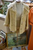 A SHORT WHITE MINK FUR JACKET together with a print after Coulson of a bi-plane