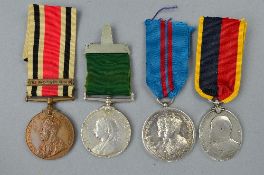 A NUMBER OF MEDALS, as follows, Victoria Regina Volunteer Long Service medal, un-named, Delhi Durbar