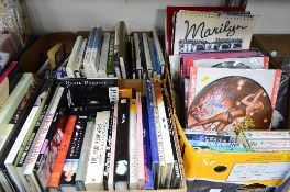 MARALYN MONROE, three boxes of books, videos, calendars, picture disc 'Let's Make Love' etc