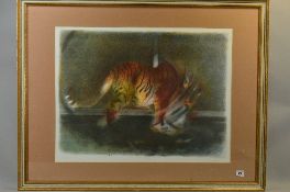 JANET TREBY (BRITISH B1955), 'TIGER', A limited edition colour print, no 188/200, numbered and