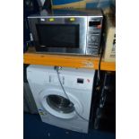 A JOHN LEWIS JLWM1408 WASHING MACHINE, and a Panasonic microwave