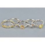 A SELECTION OF FIVE 925 SILVER STACKING RINGS, ring size J1/2, approximate weight 10.2 grams