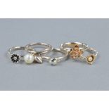 A SELECTION OF FIVE 925 SILVER STACKING RINGS, ring size I, approximate weight 11.7 grams
