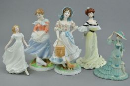 FIVE VARIOUS FIGURINES, to include limited edition Royal Worcester 'The Milkmaid' No 1879/9500