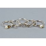 A SELECTION OF FIVE 925 SILVER STACKING RINGS, ring size I, approximate weight 9.4 grams