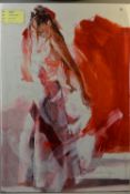 CHRISTINE COMYN (BELGIUM 1957) 'ELEGANCE', a limited edition box canvas print 87/100 of a woman in