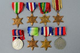 A GROUP OF EIGHT WWII MEDALS, (all un-named as issued), consisting two France and Germany Stars,