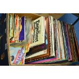 A BOX OF LP's, SINGLES AND SHEET MUSIC