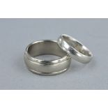 TWO PLATINUM BANDS (950), ring sizes K & Q, approximate weight 14.2 grams