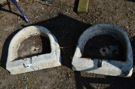 TWO COMPOSITE GARDEN PLANTERS IN A D SHAPED FORM