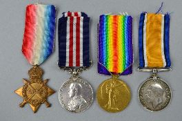 A MILITARY MEDAL, WWI group of four medals, correctly named to M.M. 78274 L/Sjt E. Gallagher 15