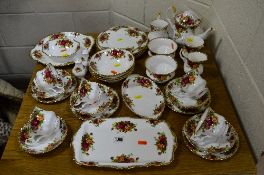 ROYAL ALBERT 'OLD COUNTRY ROSES' PART TEA/DINNERWARES (over 30 pieces) (small teapot broken lid)