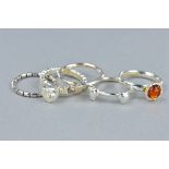 A SELECTION OF FIVE 925 SILVER STACKING RINGS, ring size J1/2, approximate weight 13.0 grams