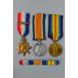 A WWI GROUP OF 1914 STAR AND ORIGINAL AUG/NOV BAR, British War and Victory medals correctly named to