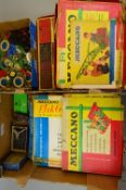 A QUANTITY OF BOXED AND UNBOXED MECCANO, red and green era, to include part complete outfit, No.3 ?,