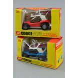 TWO BOXED CORGI TOYS VW G.P. BEACH BUGGIES, No.381, one is orange and white, the other blue and