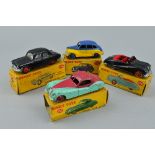 A BOXED DINKY TOYS JAGUAR XK120 COUPE, No.157, turquoise lower body, cerise upper body and hubs,