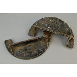 A PAIR OF CAST IRON MIDLAND RAILWAY BRACKETS, fronts painted black and stamped 'MR D 1887', some