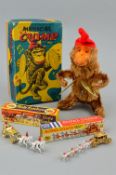 A BOXED ALPS/ROCK VALLEY TOY CLOCKWORK MUSICAL CHIMP, c.1960's, appears complete, in working order
