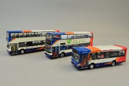 THREE UNBOXED CREATIVE MASTER NORTHCORD 1/76 4MM BUS MODELS, all in Stagecoach livery, all in very