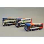 THREE UNBOXED CREATIVE MASTER NORTHCORD 1/76 4MM BUS MODELS, all in Stagecoach livery, all in very