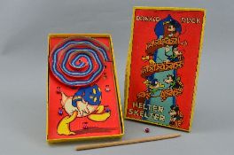 A BOXED CHAD VALLEY DONALD DUCK HELTER-SKELTER, c.1930's, appears complete with six balls (one