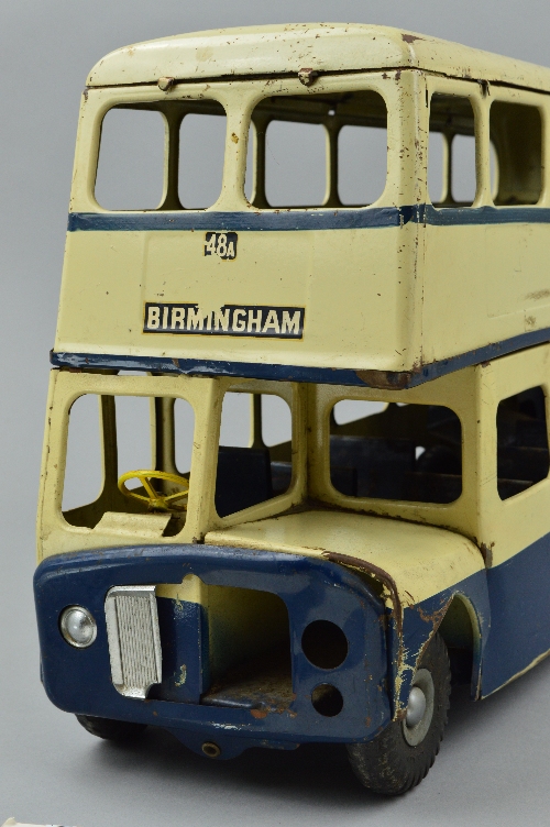 A TRI-ANG PRESSED STEEL PULL ALONG AEC ROUTEMASTER/REGENT V DOUBLE DECKER BUS IN BIRMINGHAM - Image 6 of 6