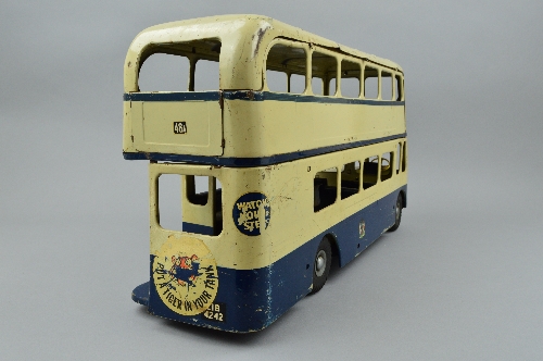 A TRI-ANG PRESSED STEEL PULL ALONG AEC ROUTEMASTER/REGENT V DOUBLE DECKER BUS IN BIRMINGHAM - Image 4 of 6