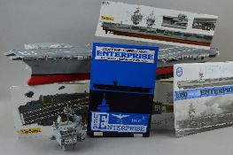 A PART CONTSRUCTED TAMIYA PLASTIC CONSTRUCTION KIT MODEL OF THE U.S. AIRCRAFT CARRIER CVN65 '