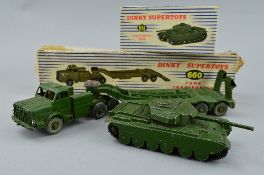 A BOXED DINKY SUPERTOYS MIGHTY ANTAR TANK TRANSPORTER, No.660, complete playworn condition, in a
