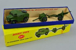 A BOXED DINKY TOYS 25-POUNDER FIELD GUN GIFT SET, No.697, complete and in lightly playworn