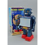 A BOXED HORIKAWA TINPLATE AND PLASTIC BATTERY OPERATED VIDEO ROBOT, c.1970's, not tested, appears