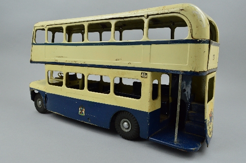 A TRI-ANG PRESSED STEEL PULL ALONG AEC ROUTEMASTER/REGENT V DOUBLE DECKER BUS IN BIRMINGHAM - Image 5 of 6