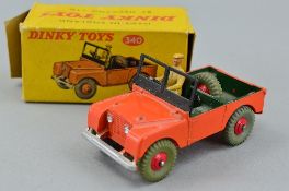 A BOXED DINKY TOYS LAND-ROVER, No.340, very lightly playworn condition, orange body, green interior,
