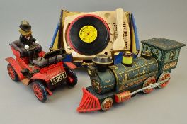 A MASUDAYA MODERN TOYS (JAPAN) TINPLATE BATTERY OPERATED WESTERN LOCOMOTIVE, not tested, playworn