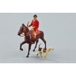 A BRITAINS HOLLOWCAST MOUNTED HUNTSMAN FIGURE, red jacketed huntsman figure mounted on standing