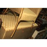 A VINTAGE LLOYD LOOM GOLD PAINTED WICKER CHAIR, and blanket box (2)