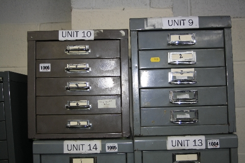 A FIFTEEN DRAWER FILING DRAWERS, and two five drawer filing drawers