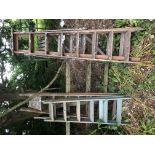 FOUR VARIOUS VINTAGE WOODEN STEP LADDERS