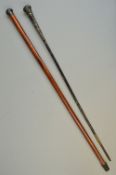 TWO SILVER TOPPED WALKING CANES