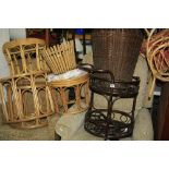 NINE ITEMS OF MID TO LATE 20TH CENTURY RATTAN ITEMS, including a nest of two tables