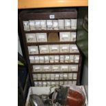 AN INDUSTRIAL METAL MULTI DRAWER CABINET WITH SIXTY VARIOUS ASSORTED DRAWERS, approximate size