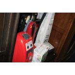 TWO VACUUM CLEANERS, a steam cleaner and a boxed iron